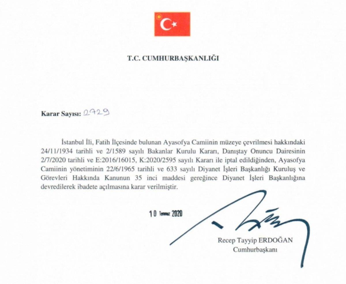 Ayasofya'nın ibadete açılmasına ilişkin kararın üzerinden bir yıl geçti