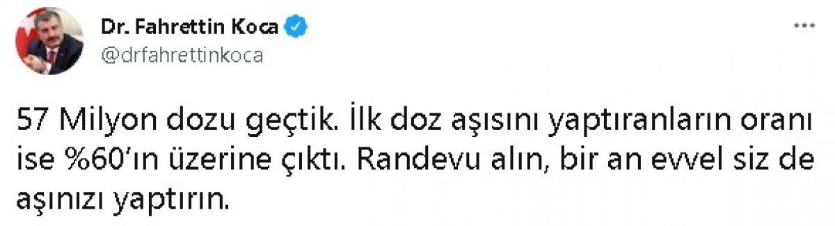 Bakan Fahrettin Koca: Koronavirüs aşısında 57 milyon dozu geçtik