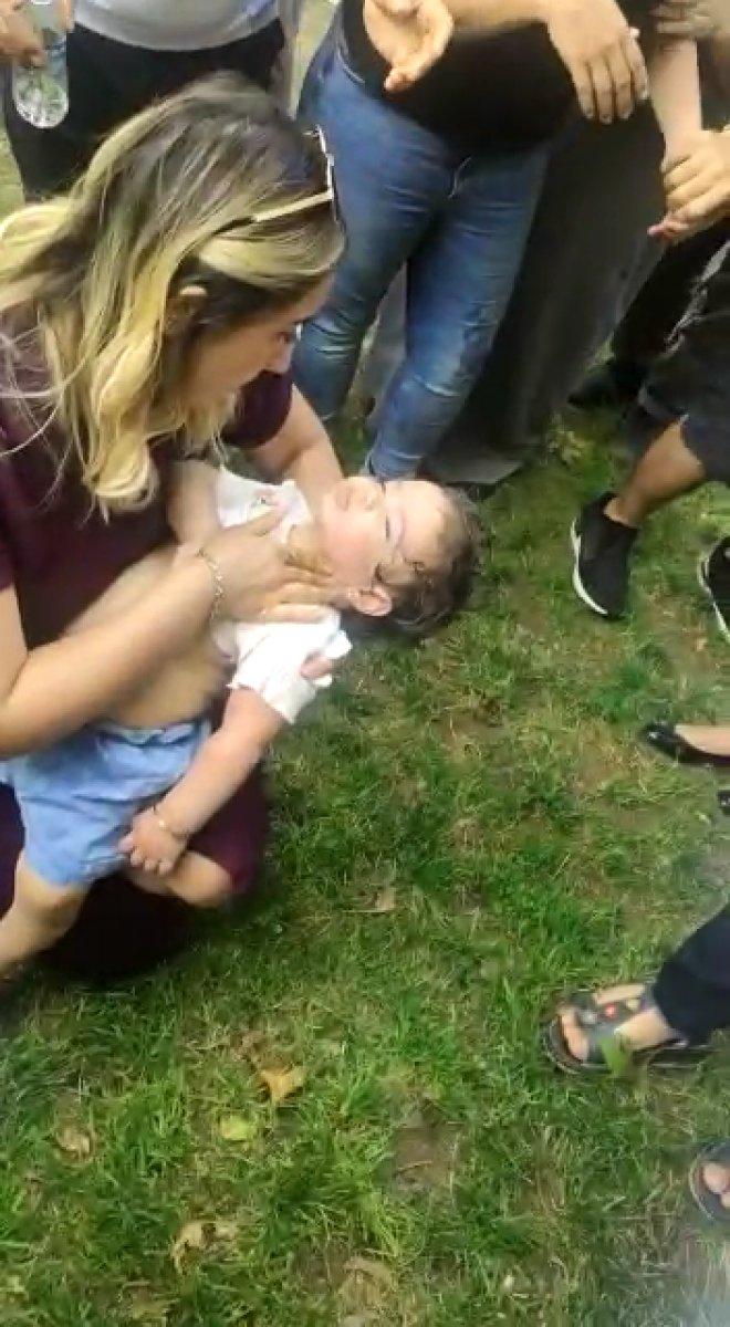 Bursa'da dili boğazına kaçan çocuğun kurtarılma anı