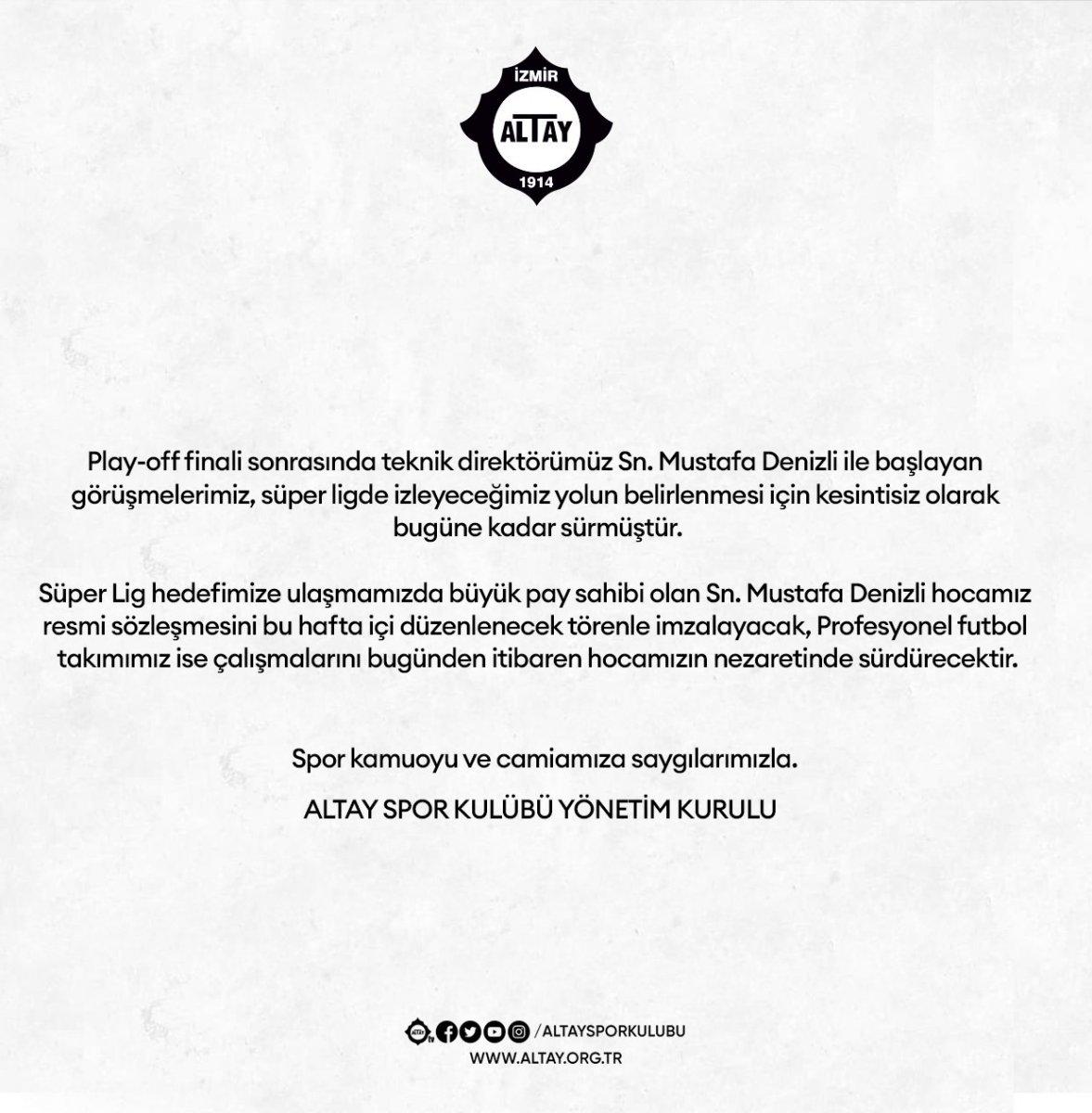 Altay, Mustafa Denizli'yle anlaştı