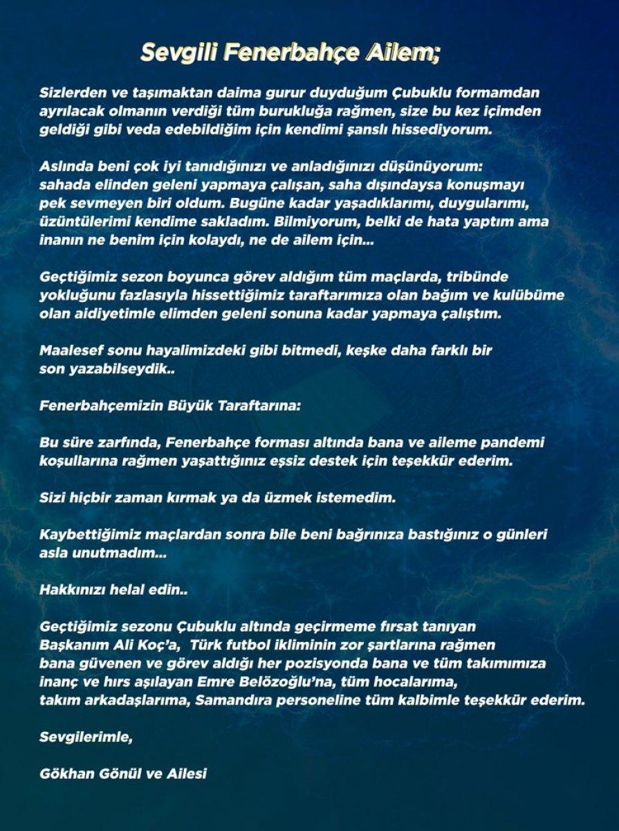 Gökhan Gönül, Fenerbahçe'ye veda etti