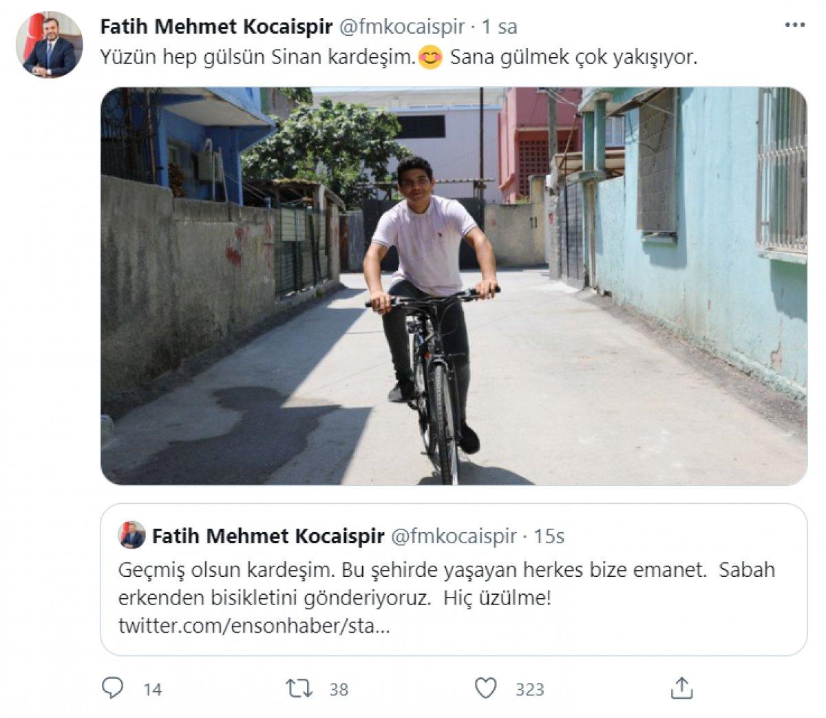 Adanalı Sinan, bisikletine kavuştu