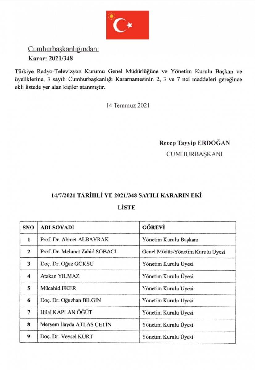 TRT’de yönetim yapısı değişti