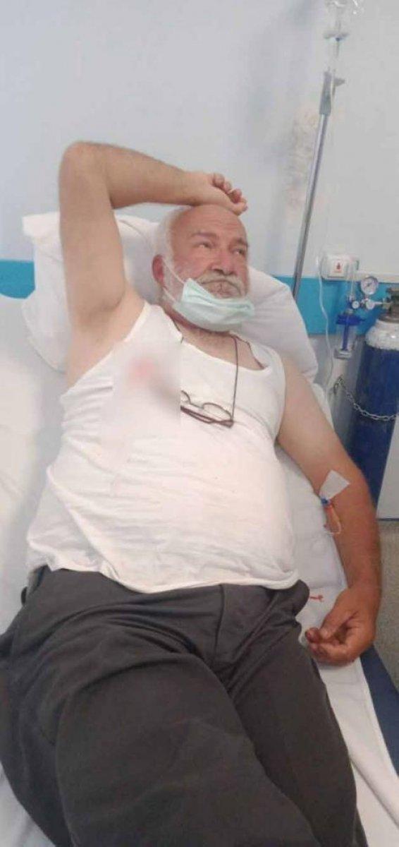 Rize'de bahçede çalışırken yorgun mermi ile vuruldu