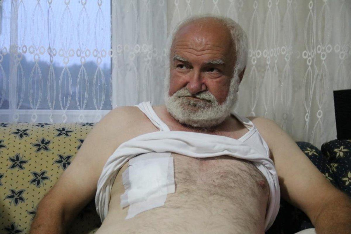 Rize'de bahçede çalışırken yorgun mermi ile vuruldu