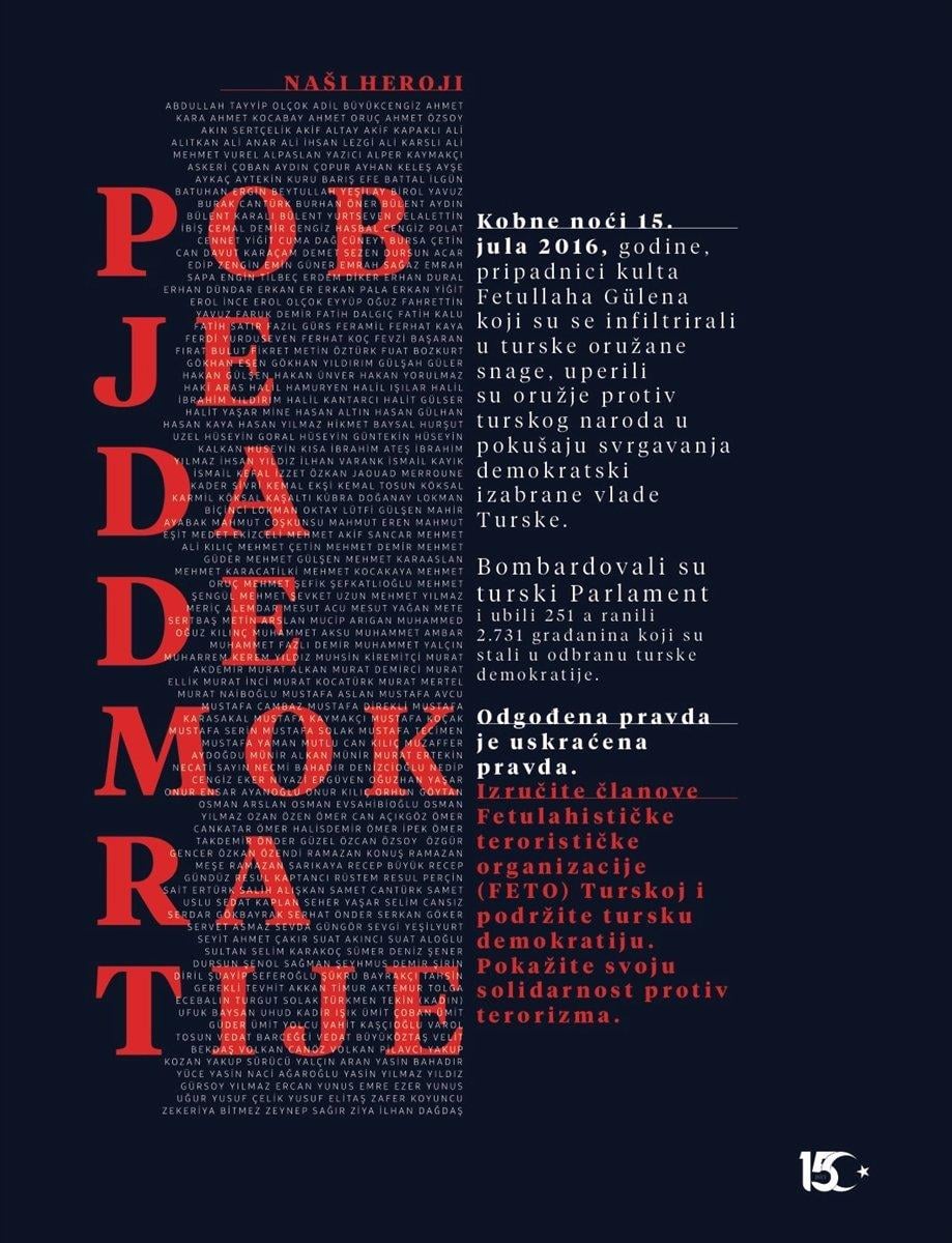 15 Temmuz için 15 ülkede gazete ilanı yayınladı