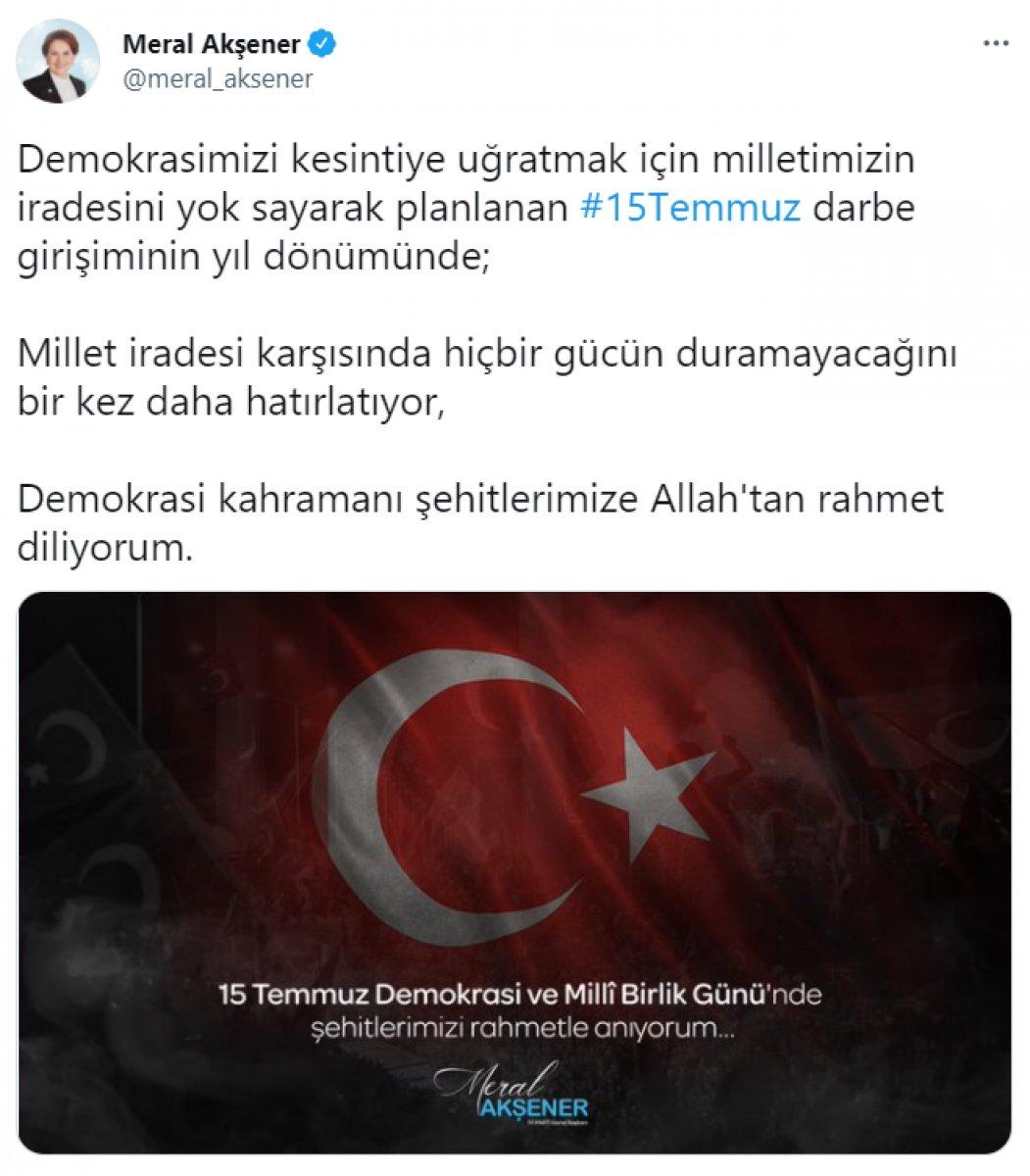 Meral Akşener'den '15 Temmuz' paylaşımı