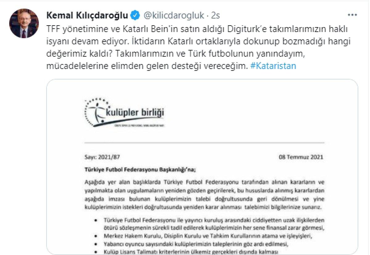 Kulüpler Birliği'nden Kılıçdaroğlu'na yanıt: Futbolun paydaşları tarafından çözülmeli