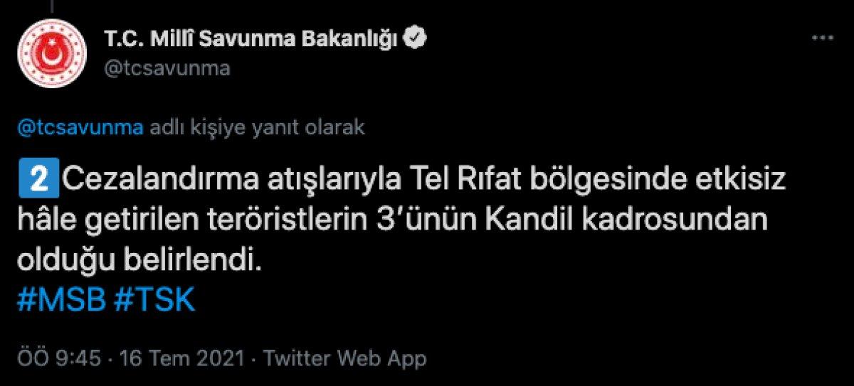 Fırat Kalkanı bölgesinde 7 PKK/YPG'li terörist öldürüldü