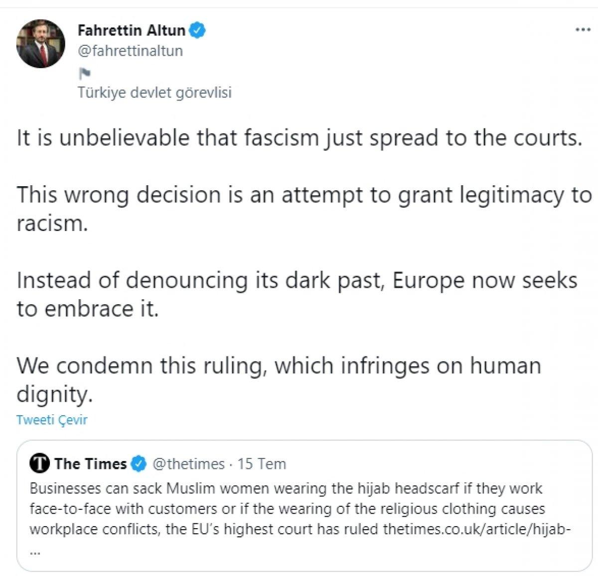 Fahrettin Altun: Faşizm mahkemelere sıçradı