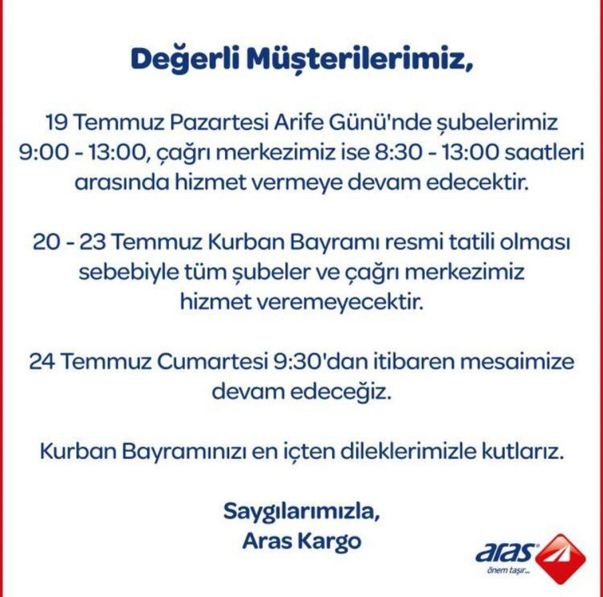 Yarın kargolar çalışıyor mu? 19 Temmuz arife günü kargolar açık mı?
