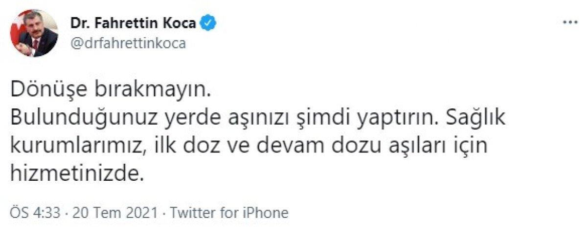 Fahrettin Koca: Aşınızı tatil dönüşüne bırakmayın