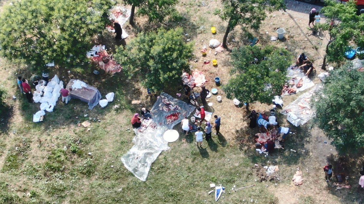 İstanbul'da uyarı afişinin altında kurban kestiler