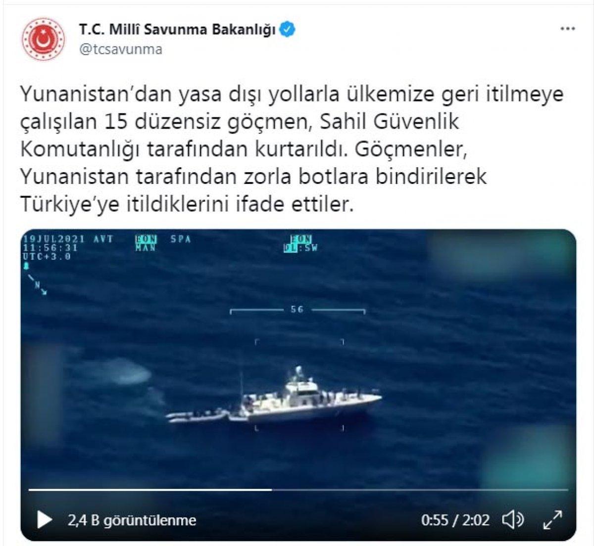 Yunanistan'ın geri ittiği 15 sığınmacı kurtarıldı