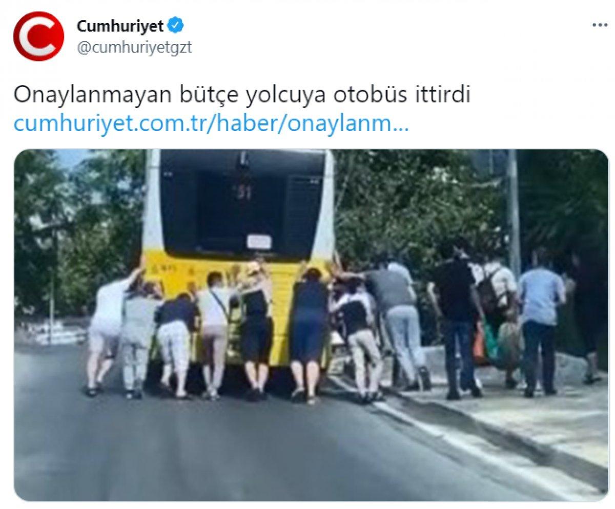 Cumhuriyet gazetesinin güldüren otobüs arızası haberi