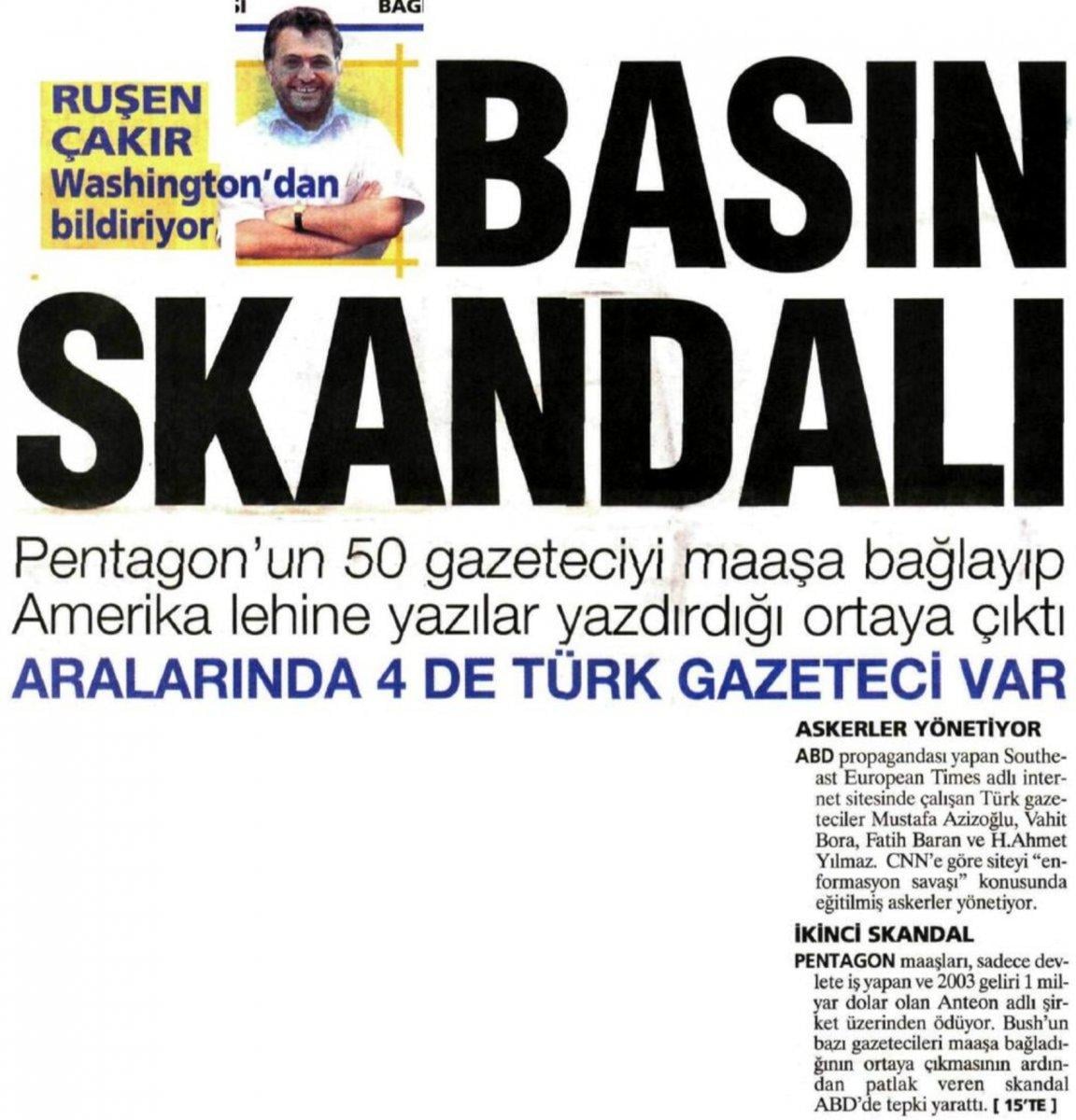 Arşivden çıkan Ruşen Çakır imzalı Basın Skandalı haberi