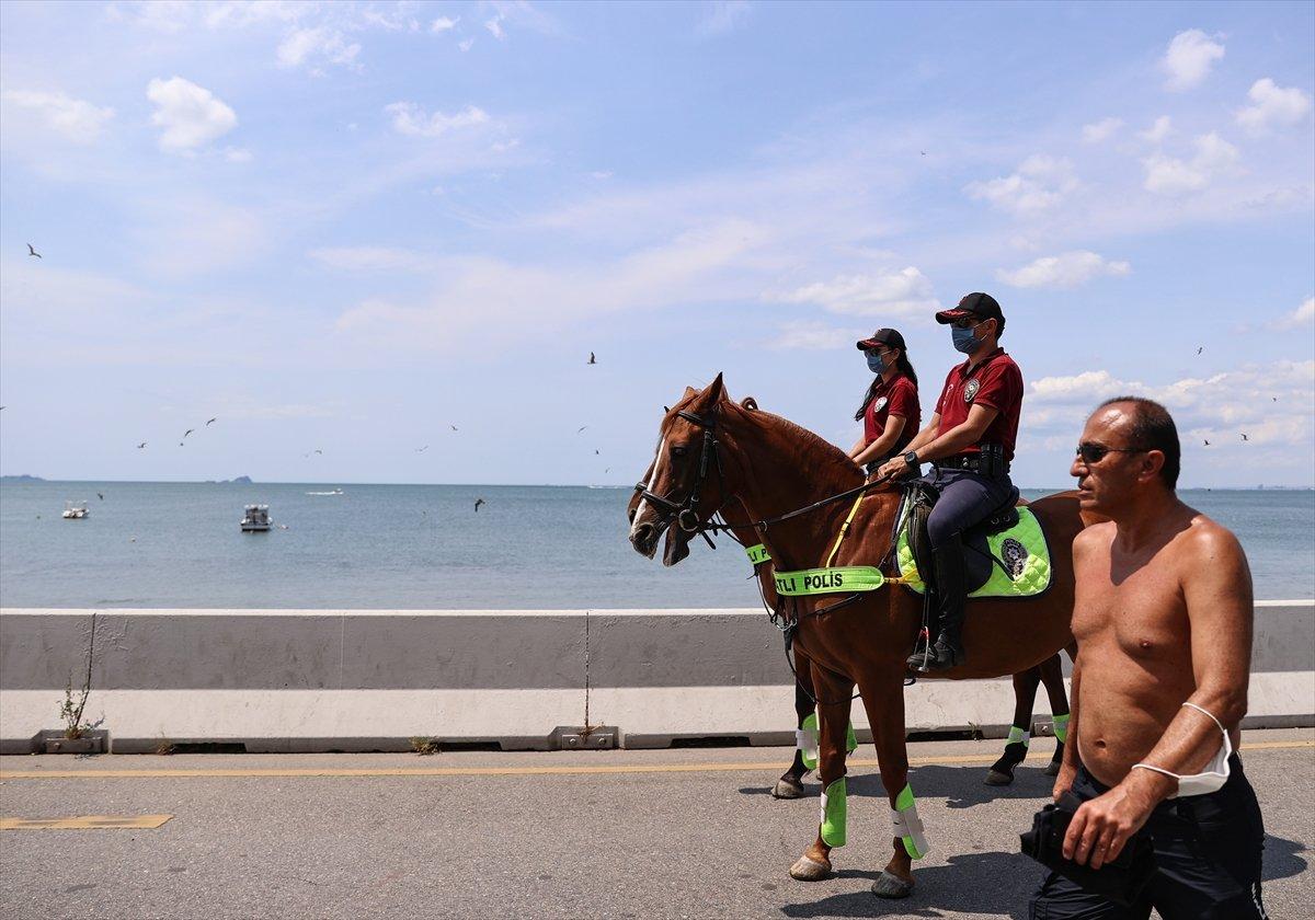 Caddebostan Sahili'nde koronavirüs denetimi
