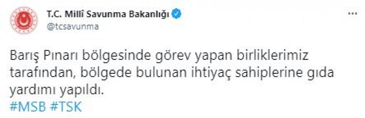 Mehmetçik’ten Barış Pınarı bölgesinde gıda yardımı