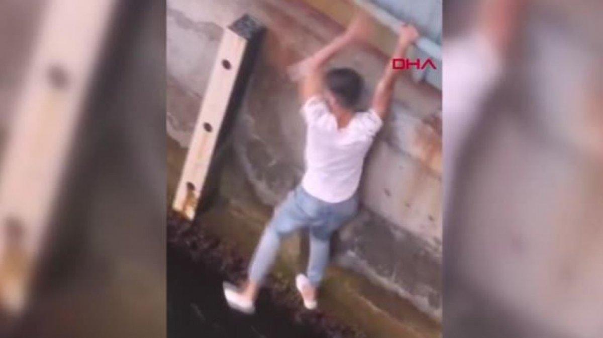 Haliç’te denize düşen yavru kedinin kurtarılma anları kamerada