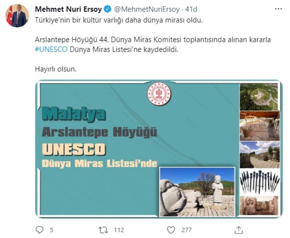 Arslantepe Höyüğü UNESCO listesinde