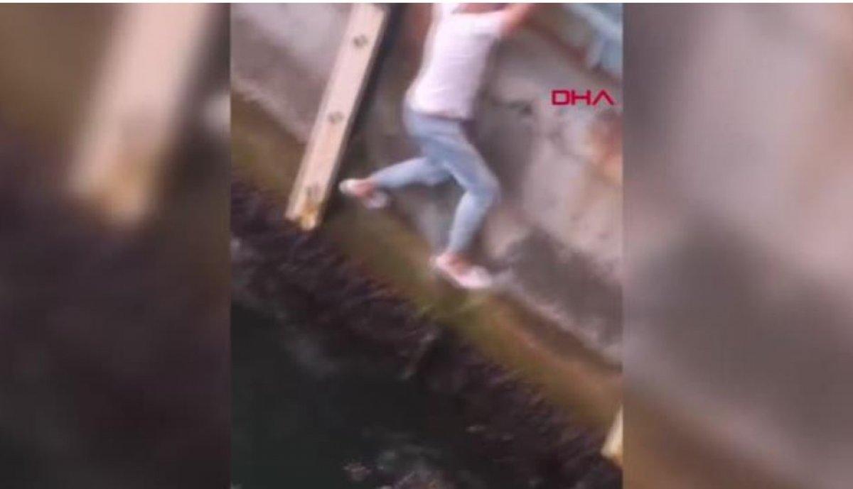 Haliç’te denize düşen yavru kedinin kurtarılma anları kamerada