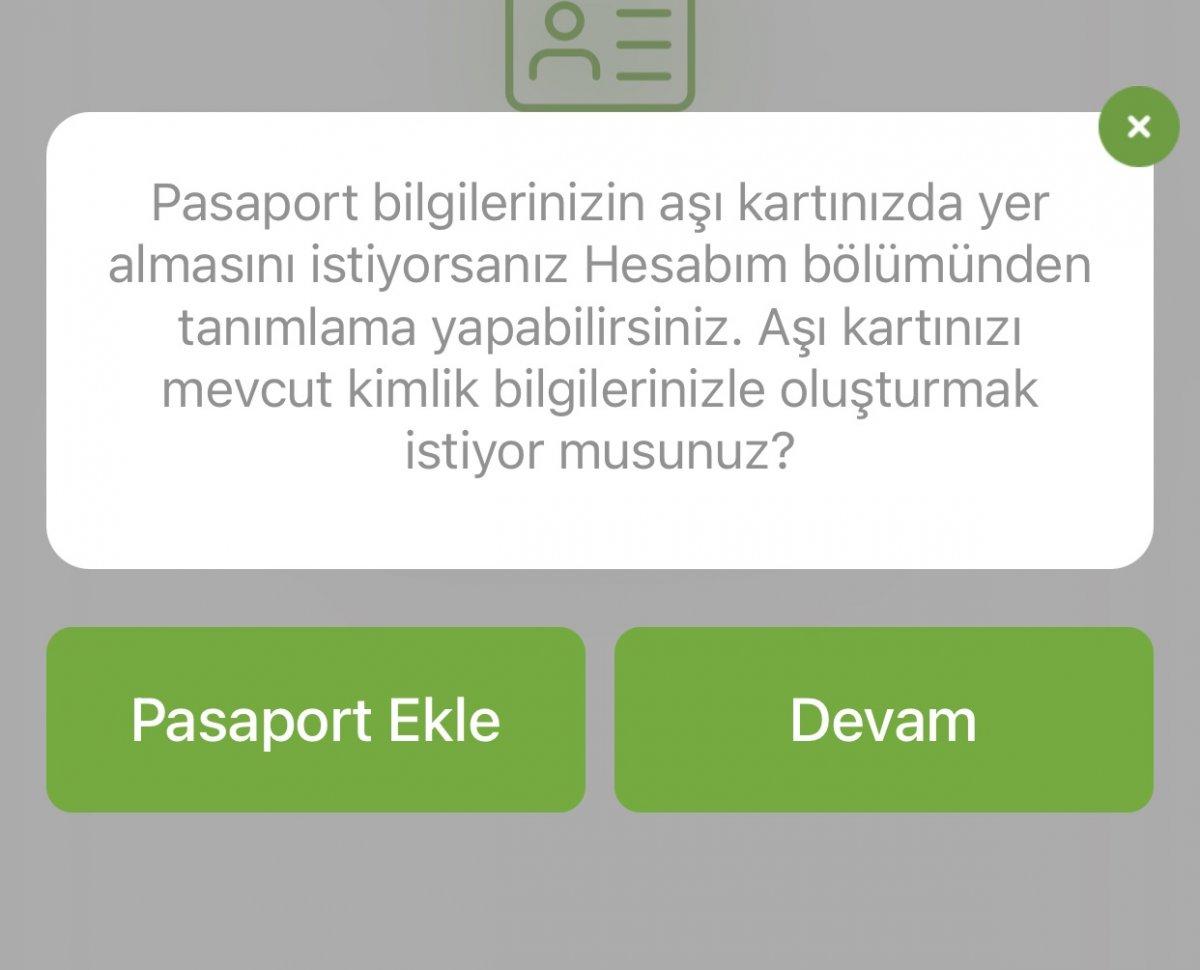 Aşı kartına pasaport numarası işleme adımları