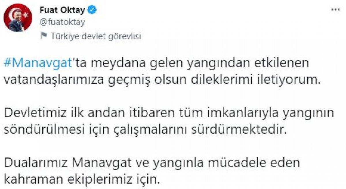 Fuat Oktay: Dualarımız, Manavgat için