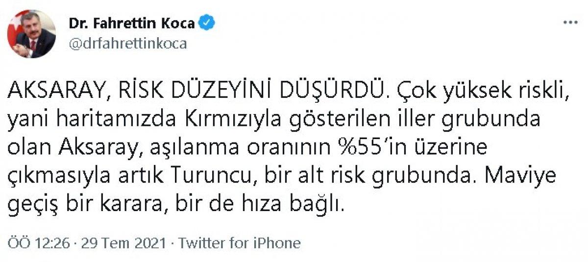 Bakan Koca: Aydın ve Eskişehir Mavi kategoride