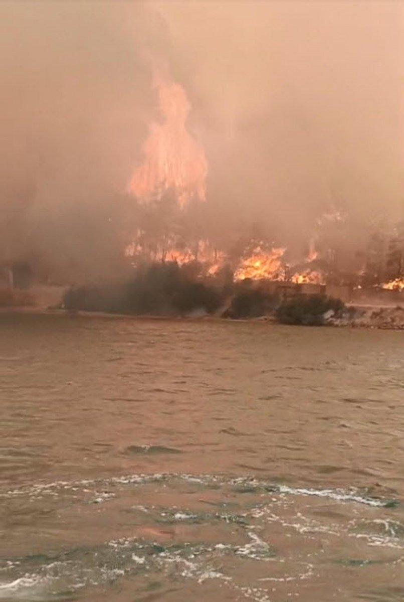 Muğla'daki alevler iki otelin bahçesine kadar geldi