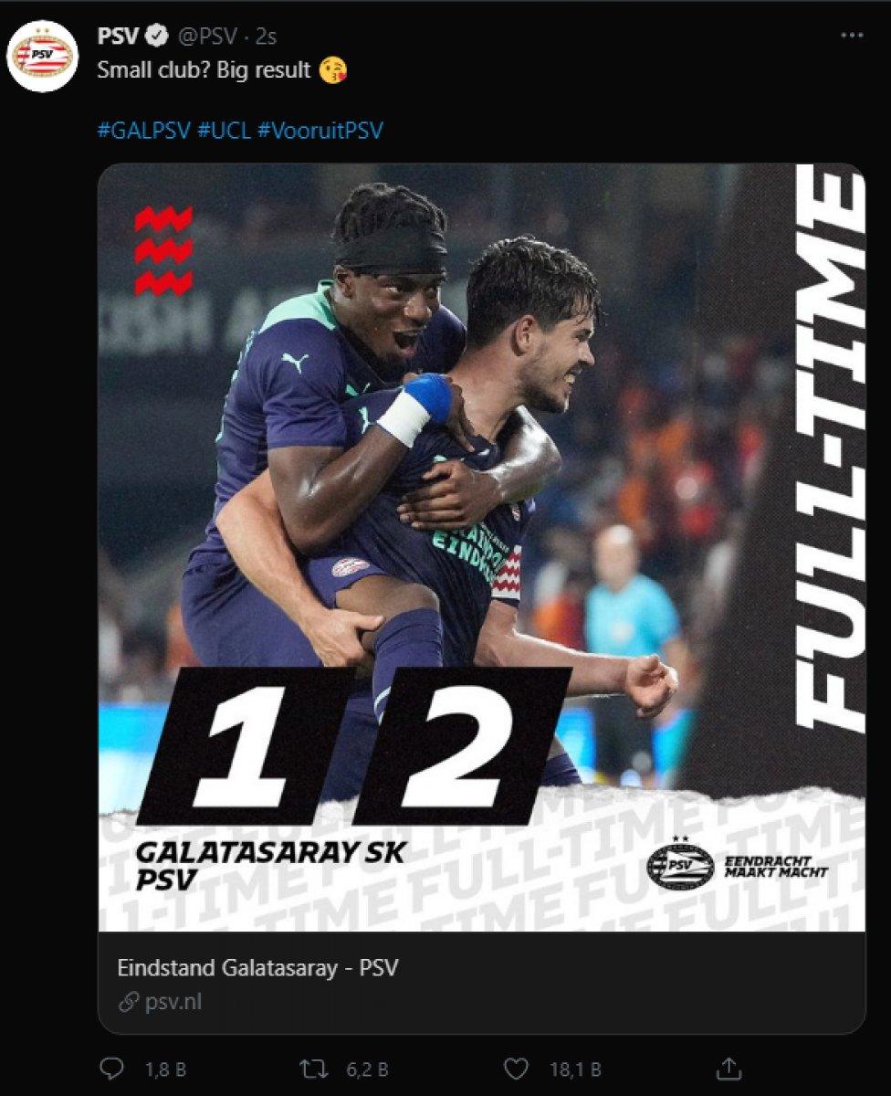 PSV'den Galatasaray taraftarına gönderme: Küçük kulüp