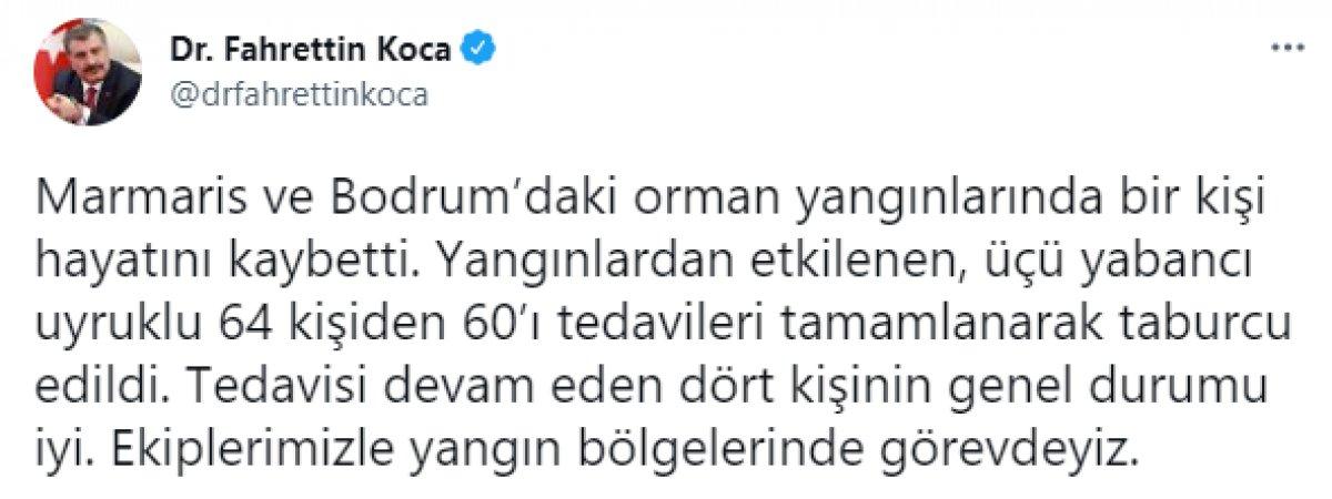 Fahrettin Koca Manavgat'taki son durumu paylaştı