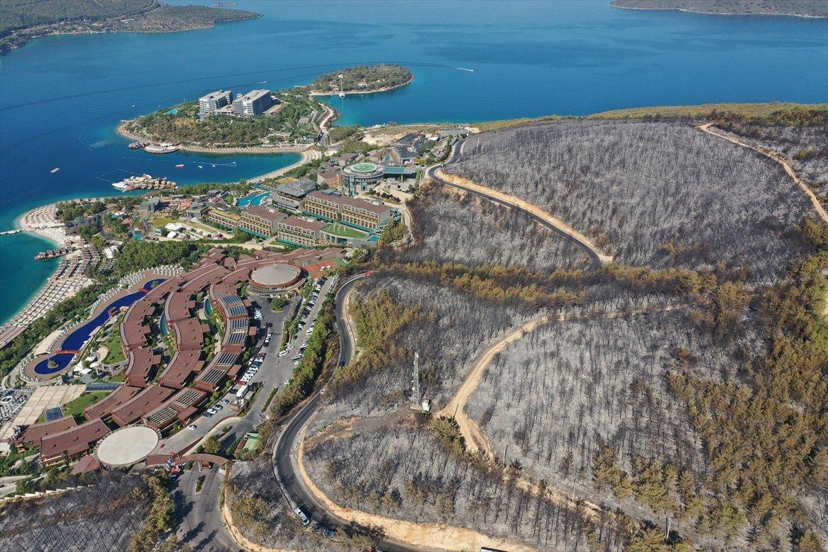 Bodrum'daki yangının boyutu havadan görüntülendi