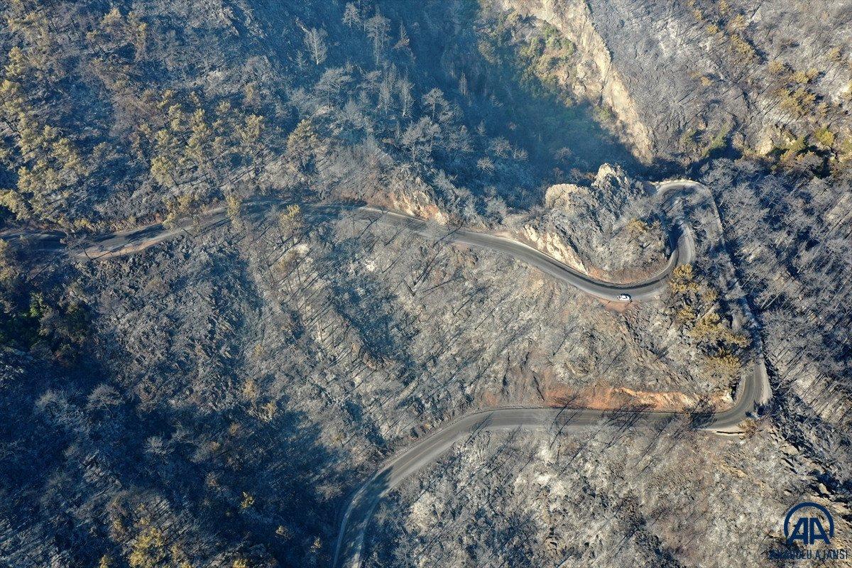 Marmaris'teki yangın havadan görüntülendi