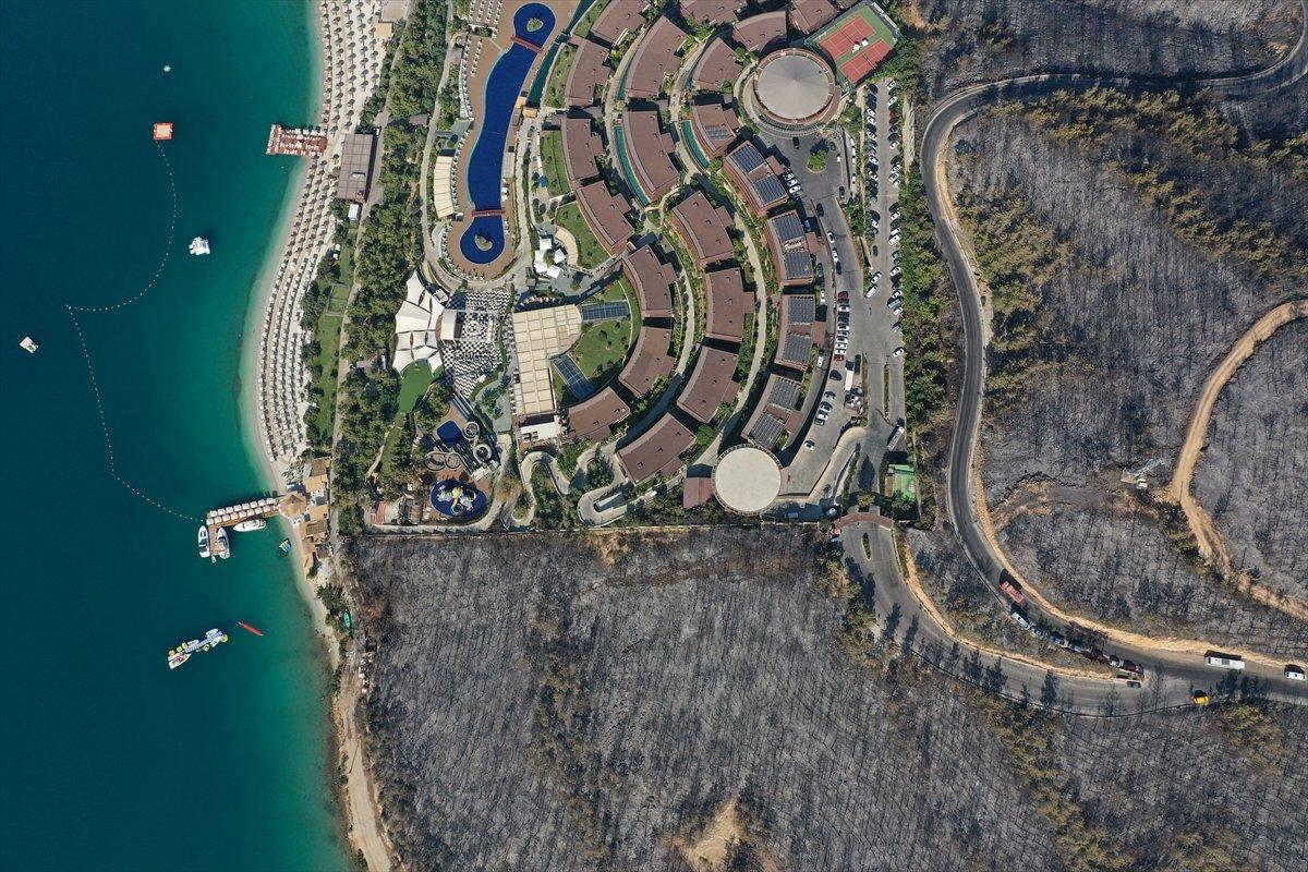 Bodrum'daki yangının boyutu havadan görüntülendi