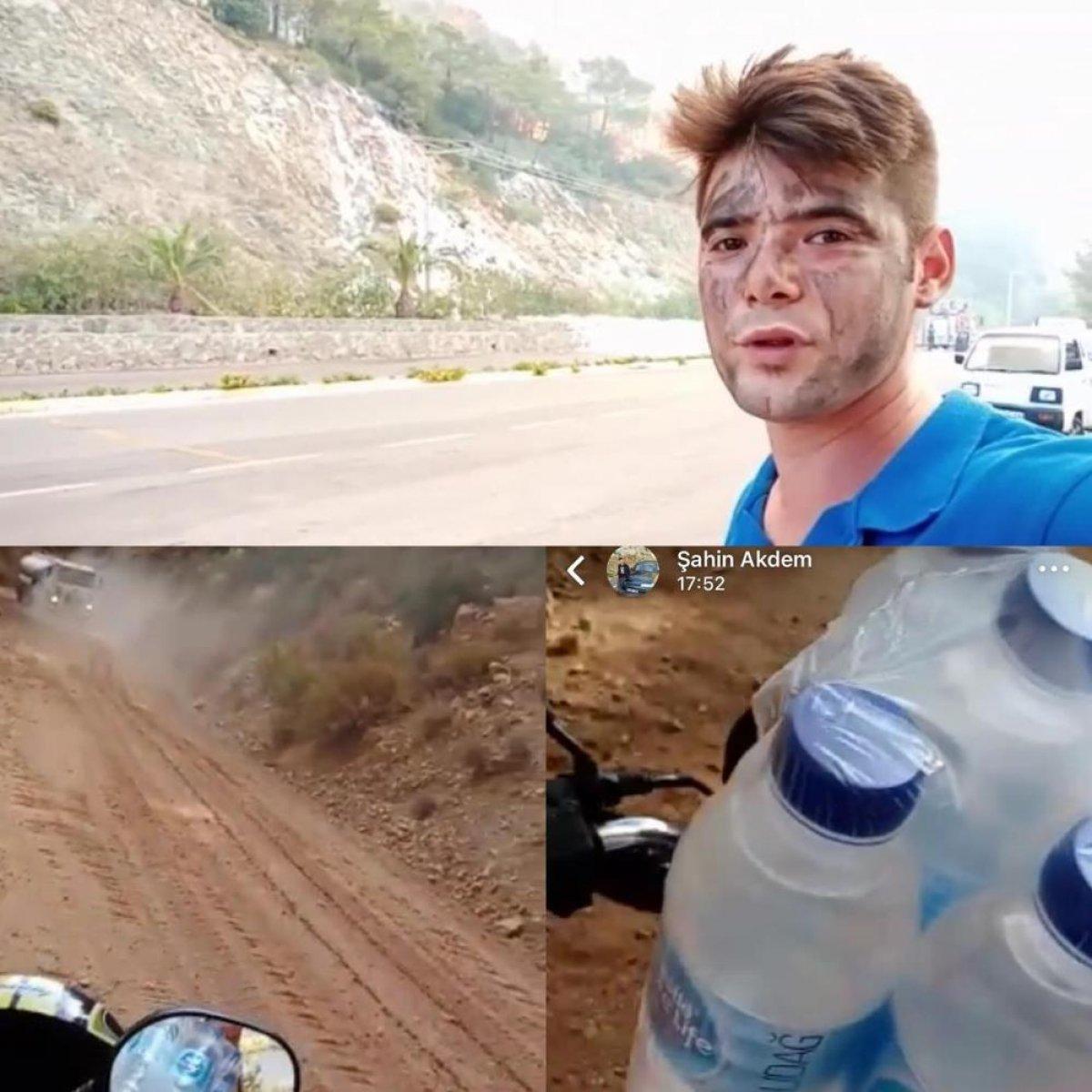 Marmaris'te yangın söndüren ekiplere su taşırken can veren Şahin'in son paylaşımı