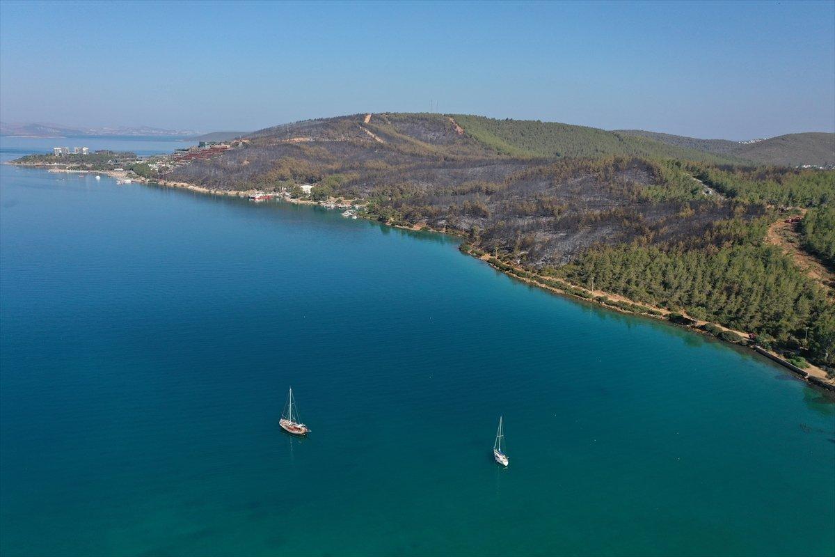 Bodrum'daki yangının boyutu havadan görüntülendi