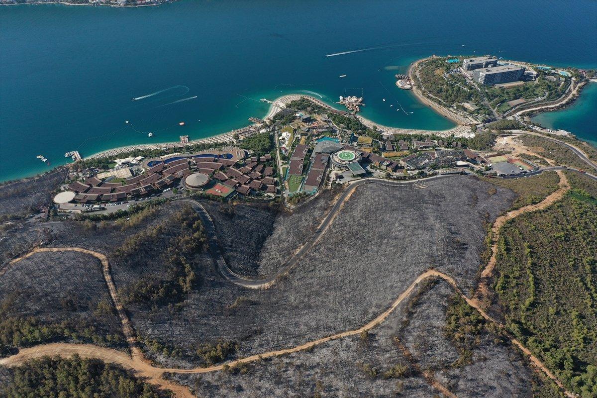 Bodrum'daki yangının boyutu havadan görüntülendi