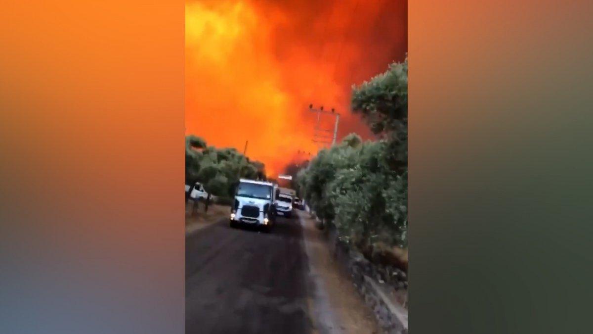 Bodrum Çökertme Koyu'nda yangın şiddetini artırarak devam ediyor