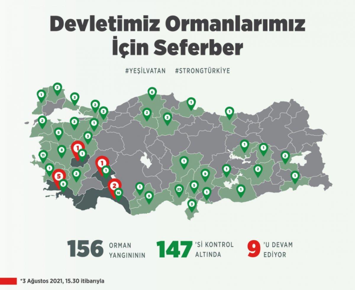 Türkiye'de orman yangınlarının devam ettiği bölgeler