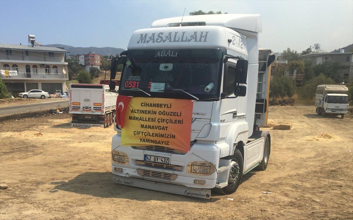 Antalya’ya çevre illerdeki besicilerden yüzlerce tır yem yardımı