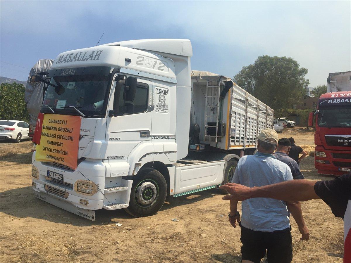 Antalya’ya çevre illerdeki besicilerden yüzlerce tır yem yardımı