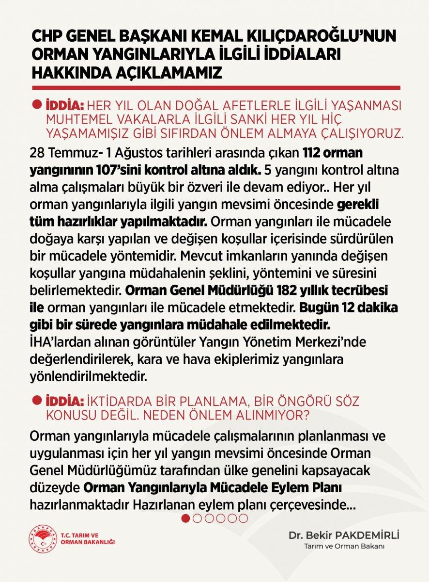 Tarım ve Orman Bakanlığı’ndan orman yangınlarıyla ilgili açıklama