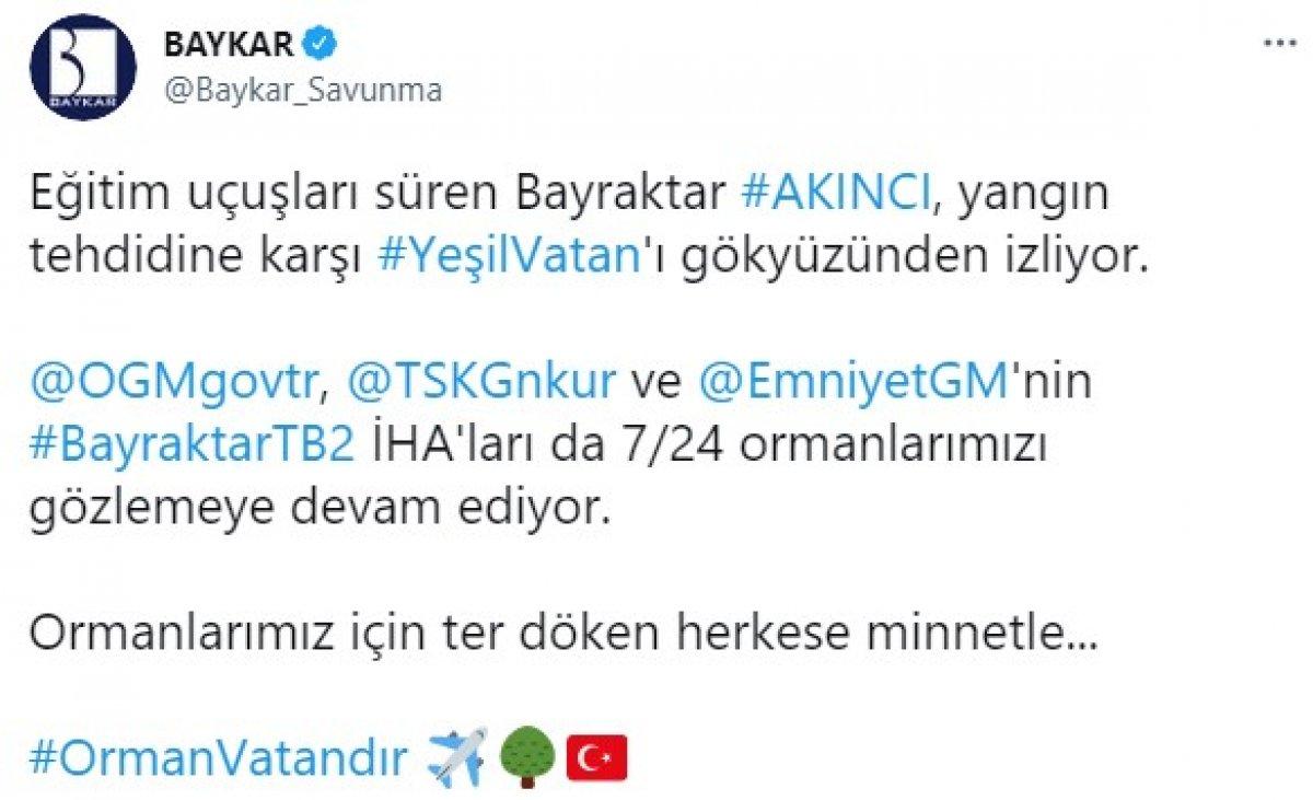 Bayraktar AKINCI, yangın tehdidine karşı 7/24 ormanları gözlüyor