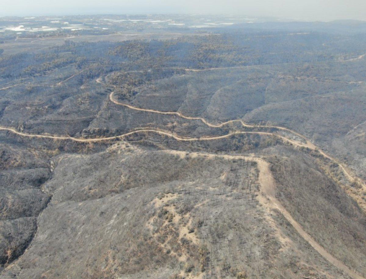 Antalya Manavgat'ta söndürülen alanlar havadan görüntülendi