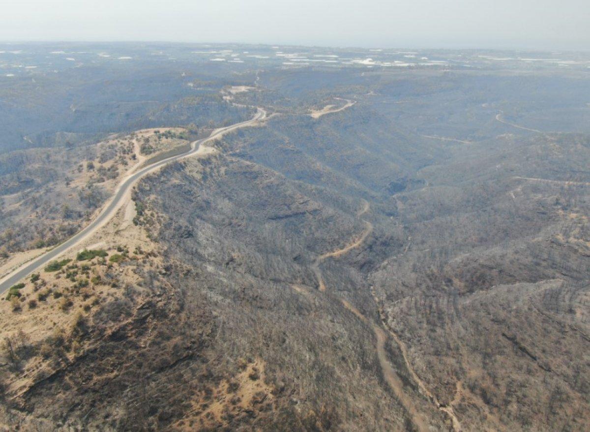 Antalya Manavgat'ta söndürülen alanlar havadan görüntülendi