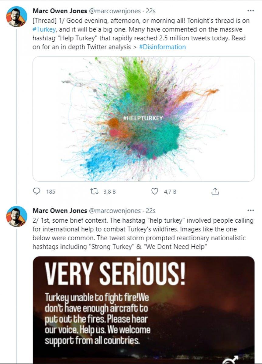 Dezenformasyo uzmanı Mark Owen Jones, 'Help Turkey' etiketini değerlendirdi