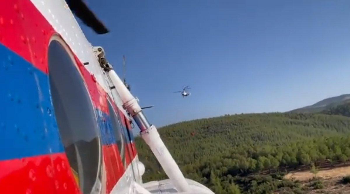 Orman yangınlarına havadan müdahalenin görüntüleri