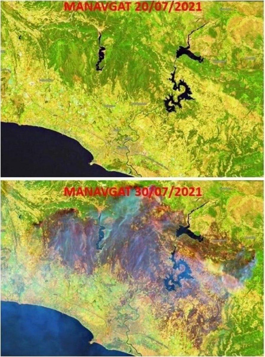 Orman yangınlarının uydudan görüntüleri