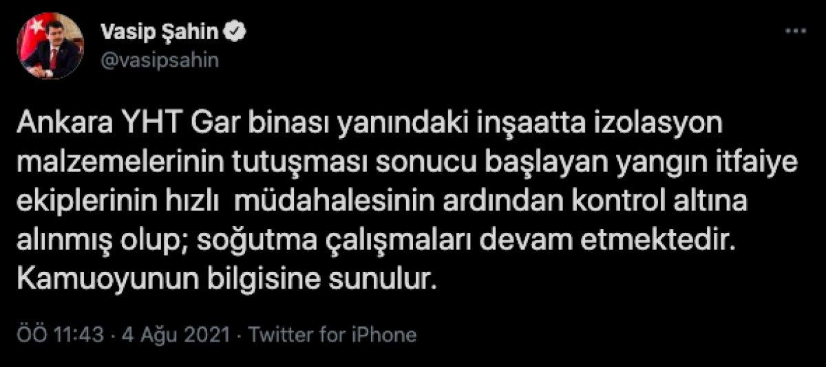 Ankara'daki tren garının yanındaki inşaatta yangın çıktı