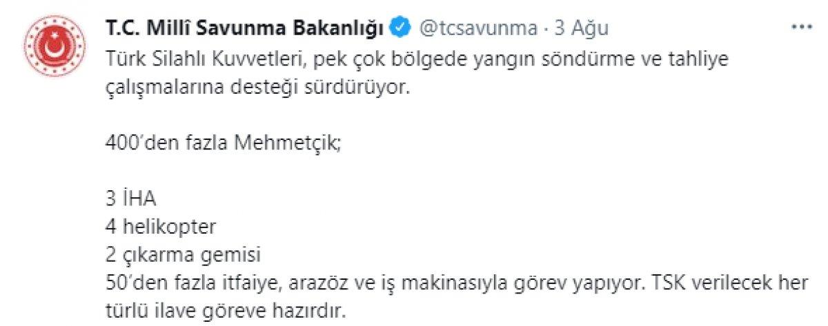 TSK yangın bölgelerine takviyelerini sürdürüyor